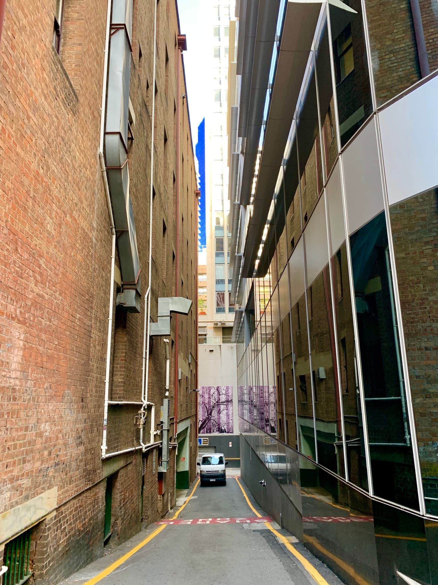 A laneway of small shops in Brisbane, Queensland
